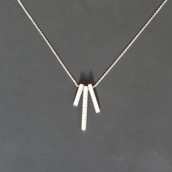 Silver Tone Necklace with Cubic Zirconia - Picture 1 of 3